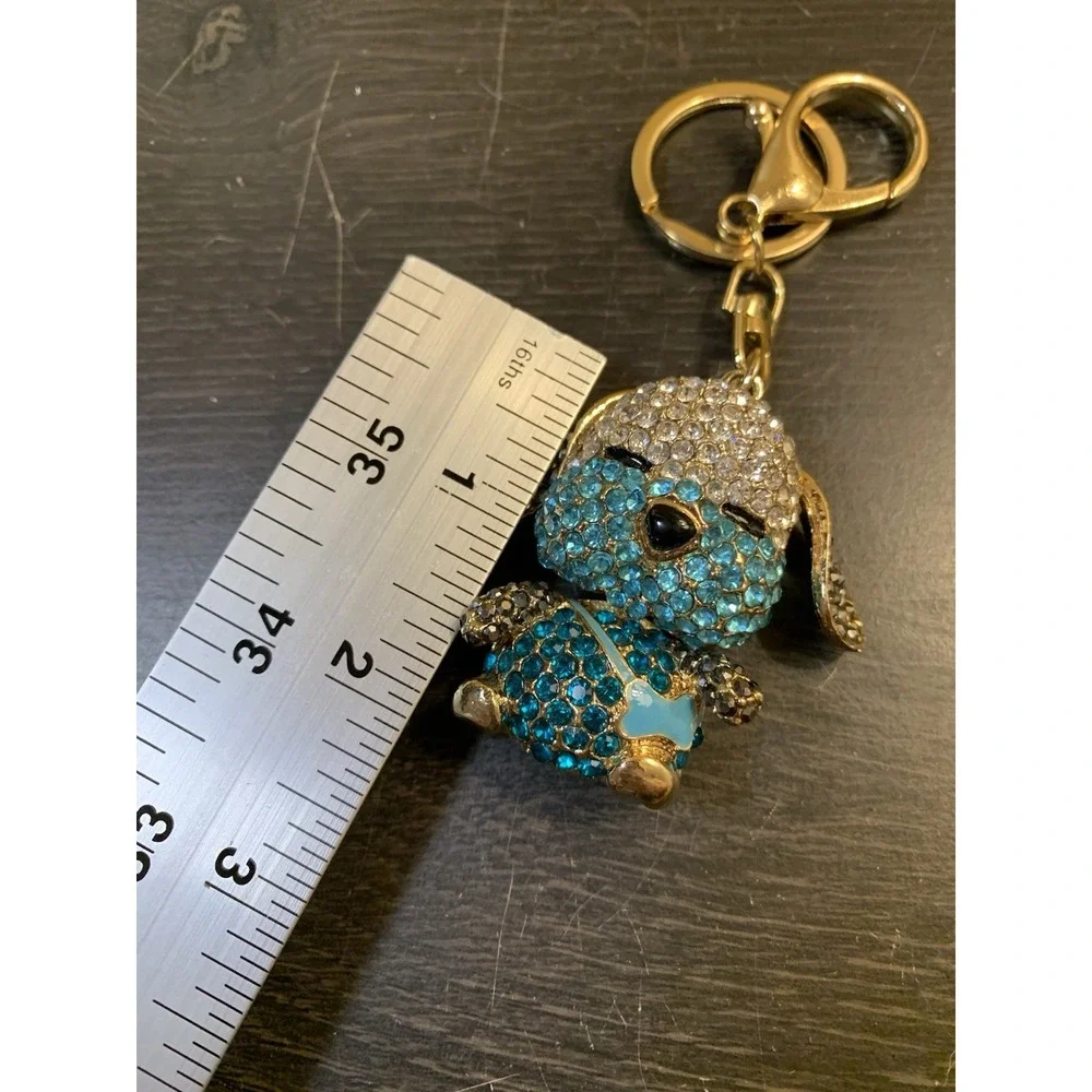 Dog Keychain Bejeweled Rhinestone Purse Jewelry Bling Clip Key Ring